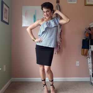 One shoulder flounce top
